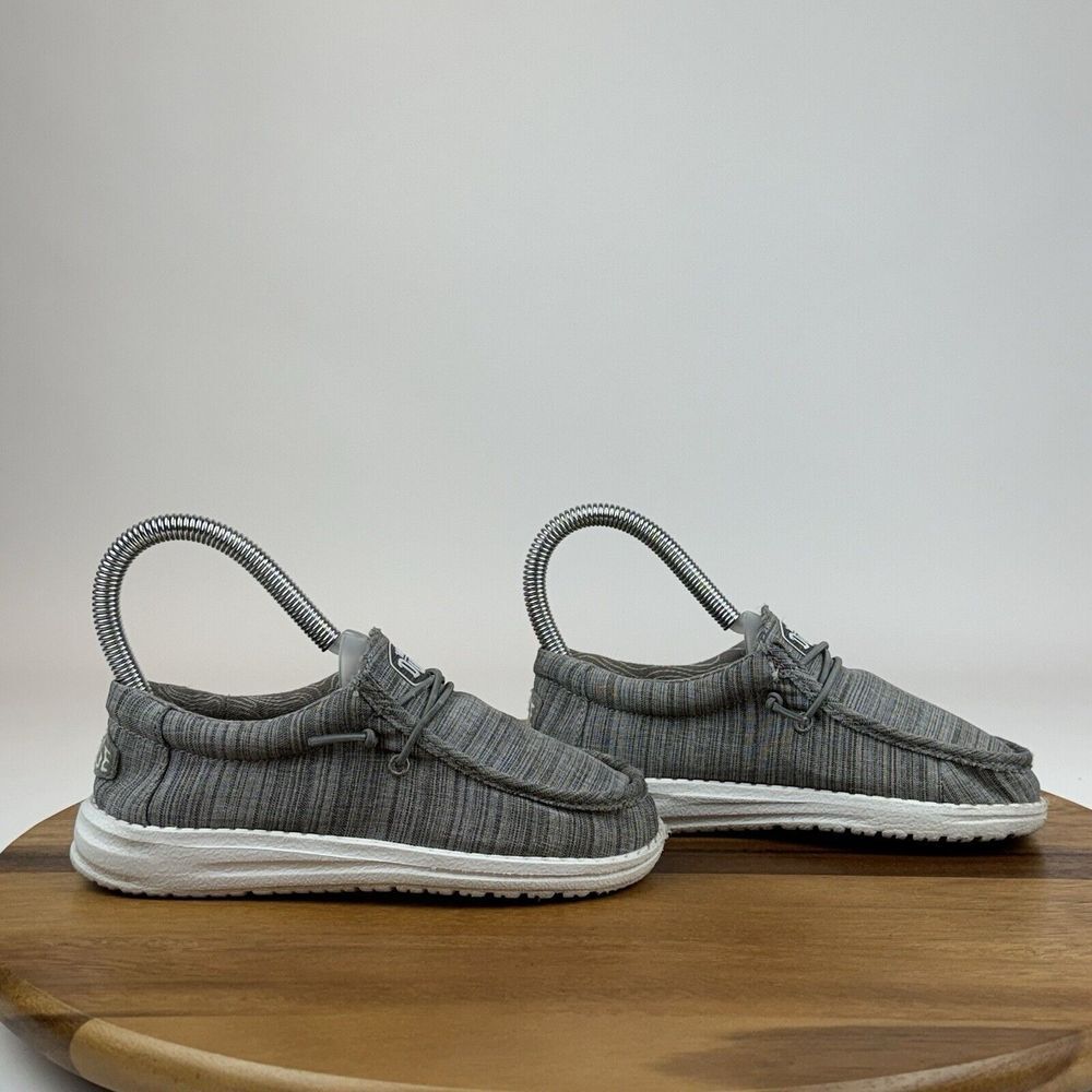 Little Kids Hey Dude Wally Youth Blend Linen Gray Casual Loafers Shoes Size 12 C